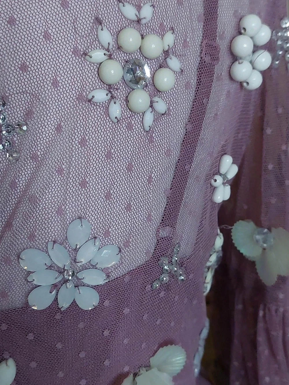 Asos Purple Floral Cluster Embellished Balloon Sleeve Mini Dress Sz 8 - Picture 9 of 15